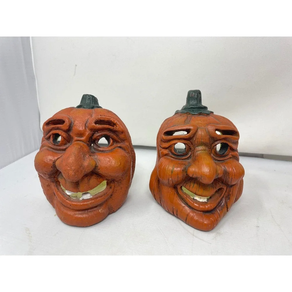 JTS International Inc. Halloween Pumpkin Man‎ Candle Holders, 2001 - Set of 2